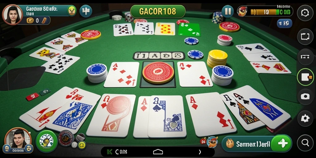 Tampilan gameplay GACOR108 menampilkan suasana seru permainan Gaple.