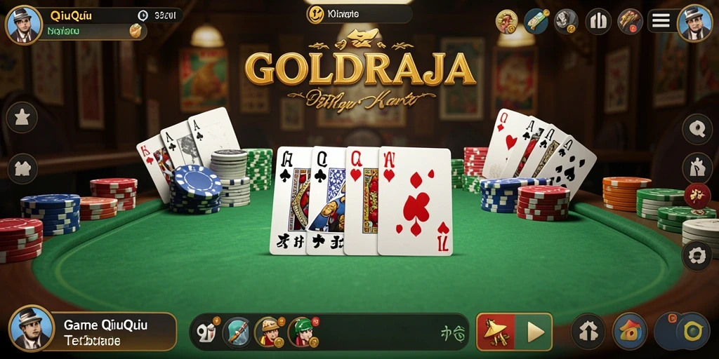 Tampilan menarik dari gameplay permainan QiuQiu GOLDRAJA dengan teman.