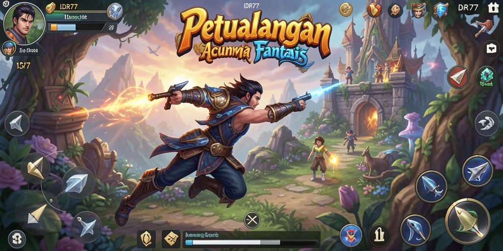 Tampilan gameplay seru dari IDR77 dalam dunia fantasi.
