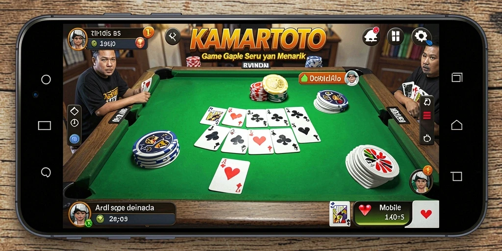 Tampilan screenshot KAMARTOTO dengan gameplay Gaple yang seru.