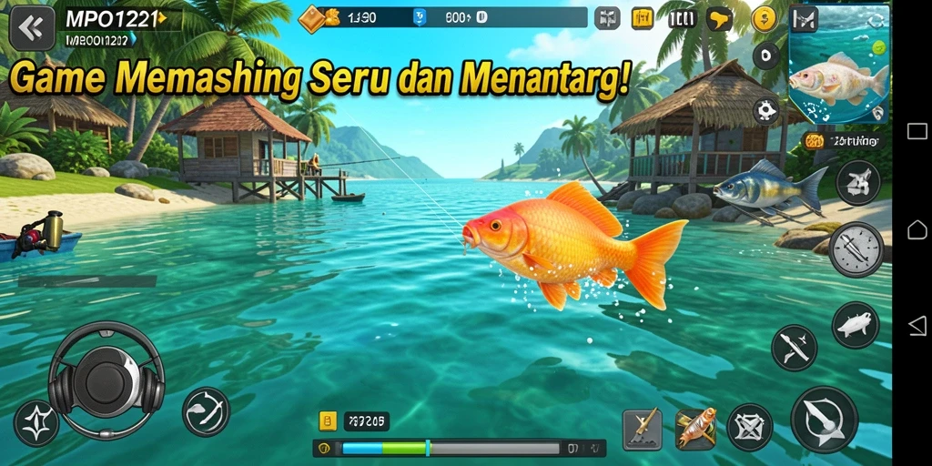 Tangkapan layar MPO1221 menampilkan aksi memancing yang mendebarkan dengan ikan berukuran besar.