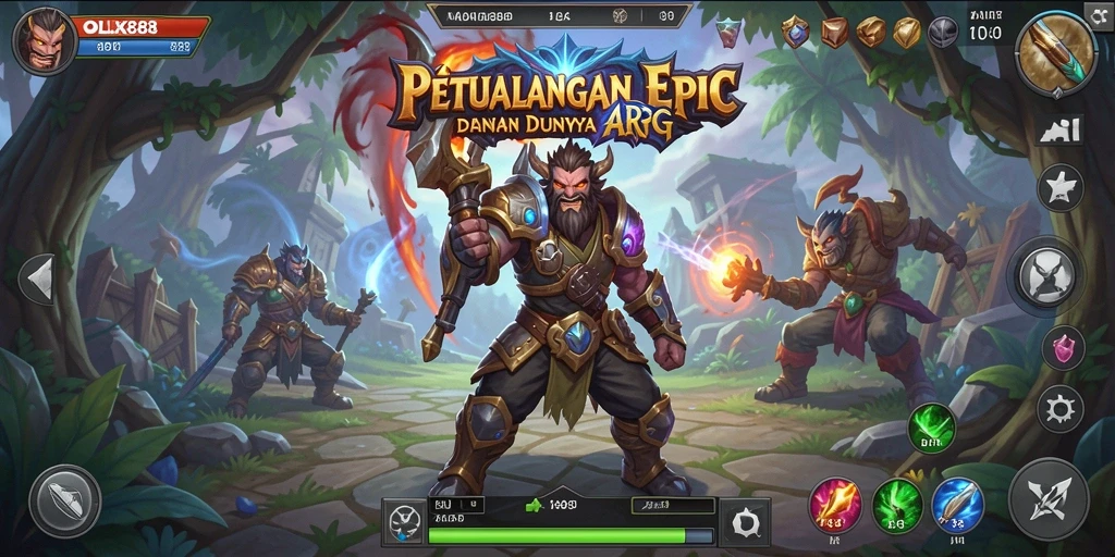 Screenshot utama OLX888 menampilkan aksi pertempuran seru dalam dunia ARPG.